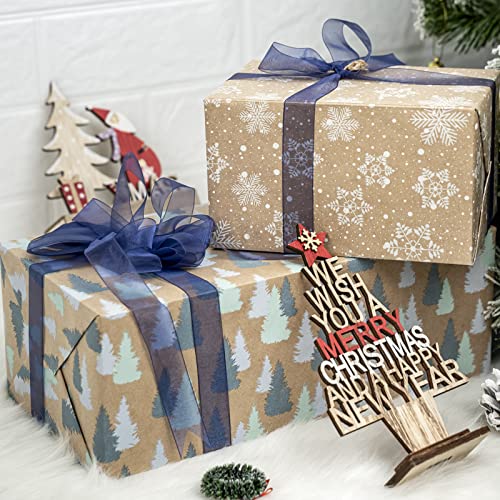 Christmas Kraft Wrapping Paper 4 Rolls A3409