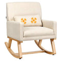 Beige Upholstered Massage Rocking Armchair I569