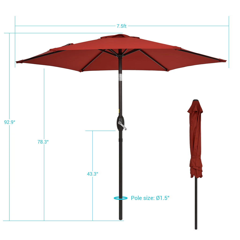 7.5 FT Outdoor Patio Market Umbrella with Tilt Button K134238