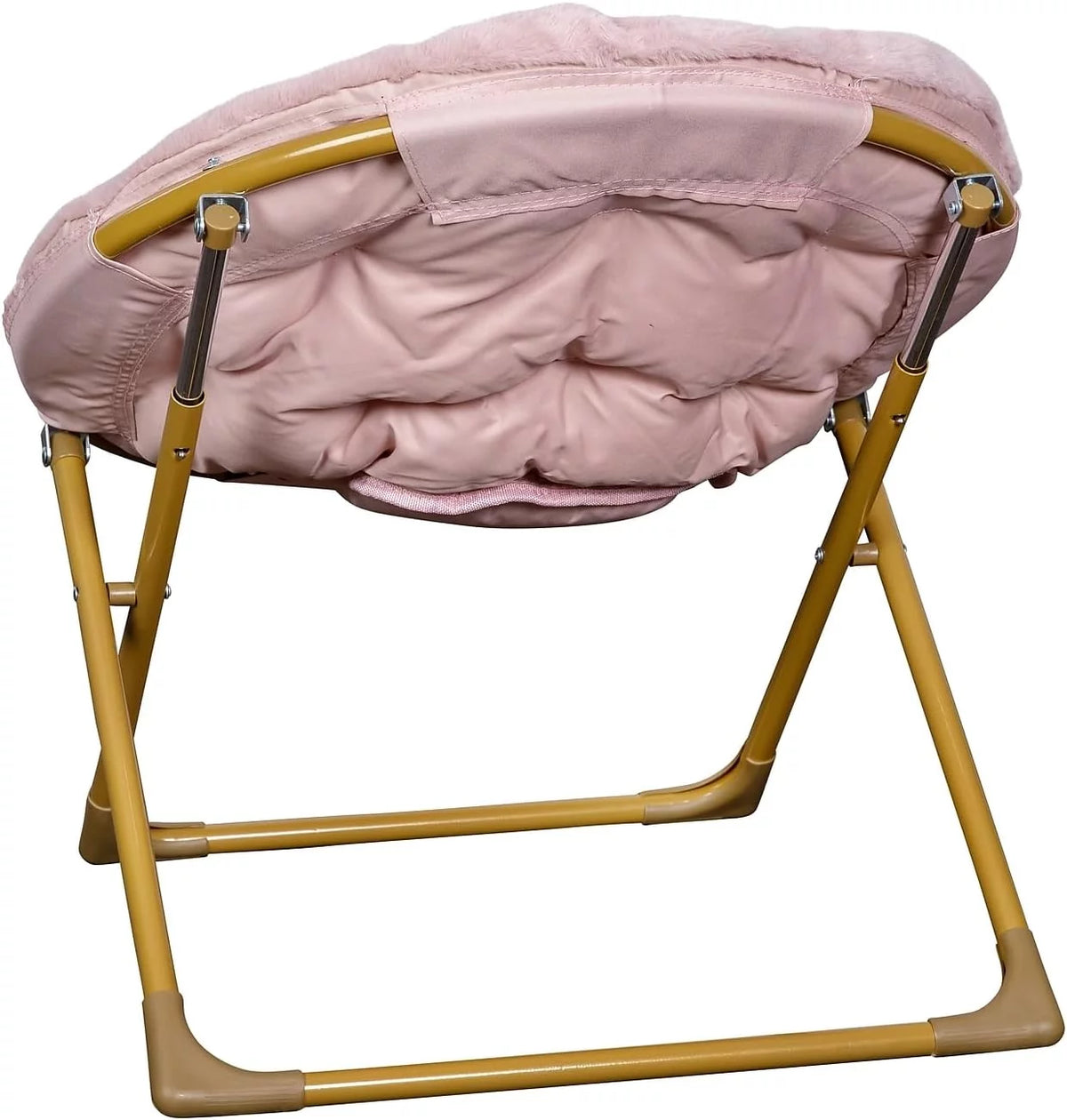 Blush Faux Fur Folding Saucer Chair A441