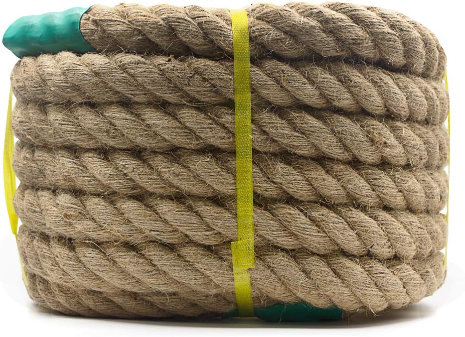Twisted Hemp Rope for Crafts, Climbing, Anchor, Hammock, Cat Scratching Post, Tug of War, Decorate (1 inch x 96 Feet) Pack of 2 M724