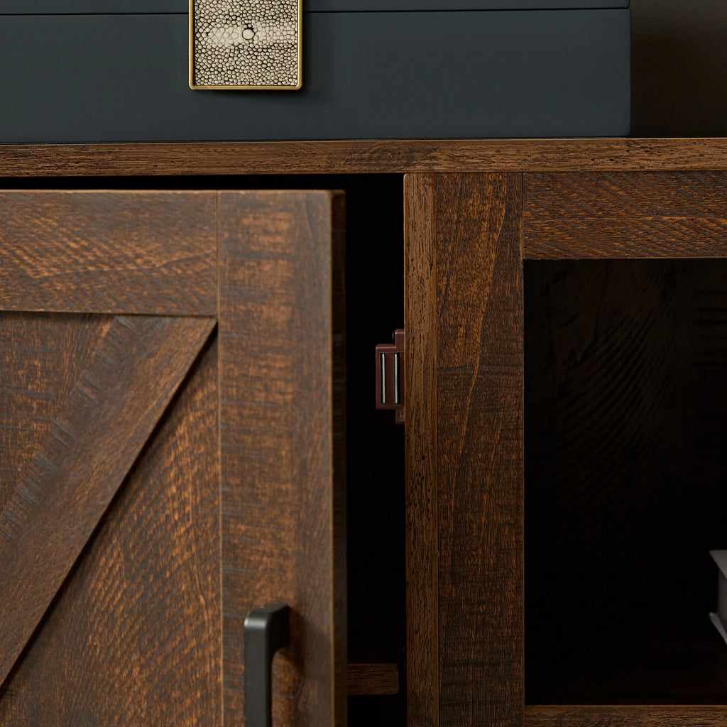 Espresso TV Media Stand with Open Shelves and Closed Cabinets U4399