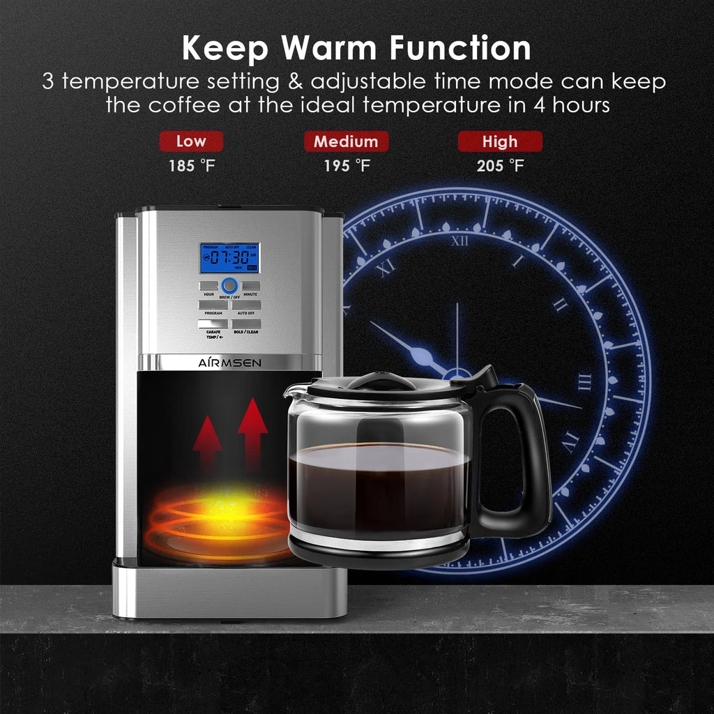 Stainless Steel 12 Cup Programmable Drip Coffee Maker Y7773