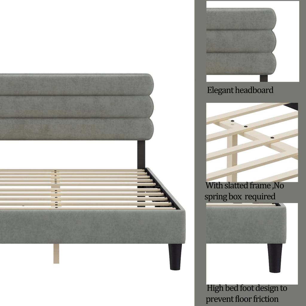 King Size Bed Frame Light Gray M3244