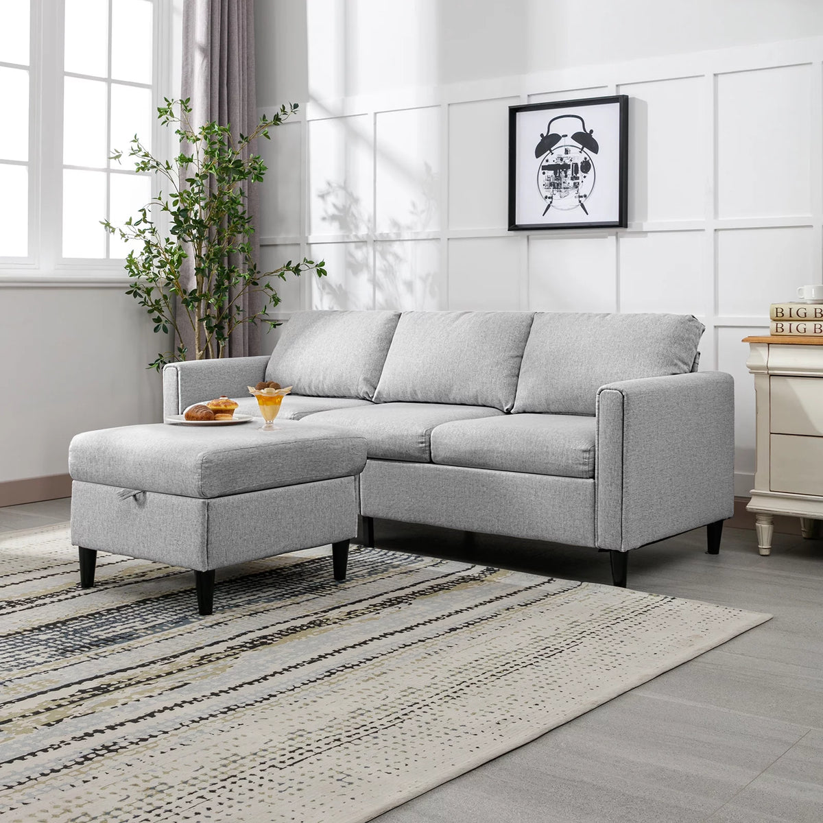 Small Sectional Sofa with Movable Storage Ottoman N782582
