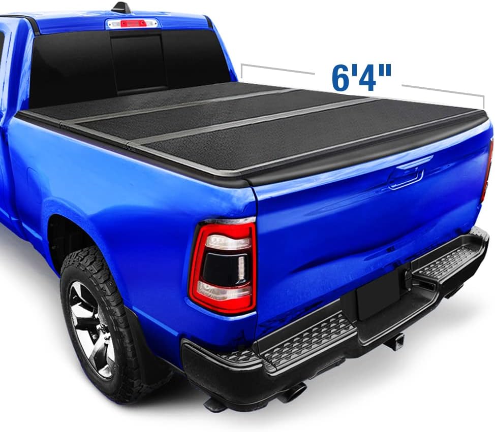 Soft Roll Up Truck Bed Tonneau Cover for 2019-2022 Ram 1500, 6'4" Bed, Black B37472