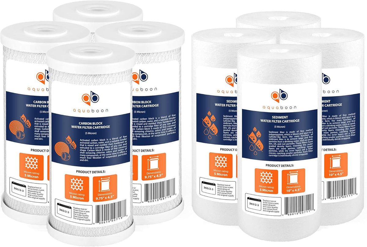 5 Micron 10 x 4.5 CTO Carbon Block & Sediment Replacement Filter Cartridges Set 8 pack V733068