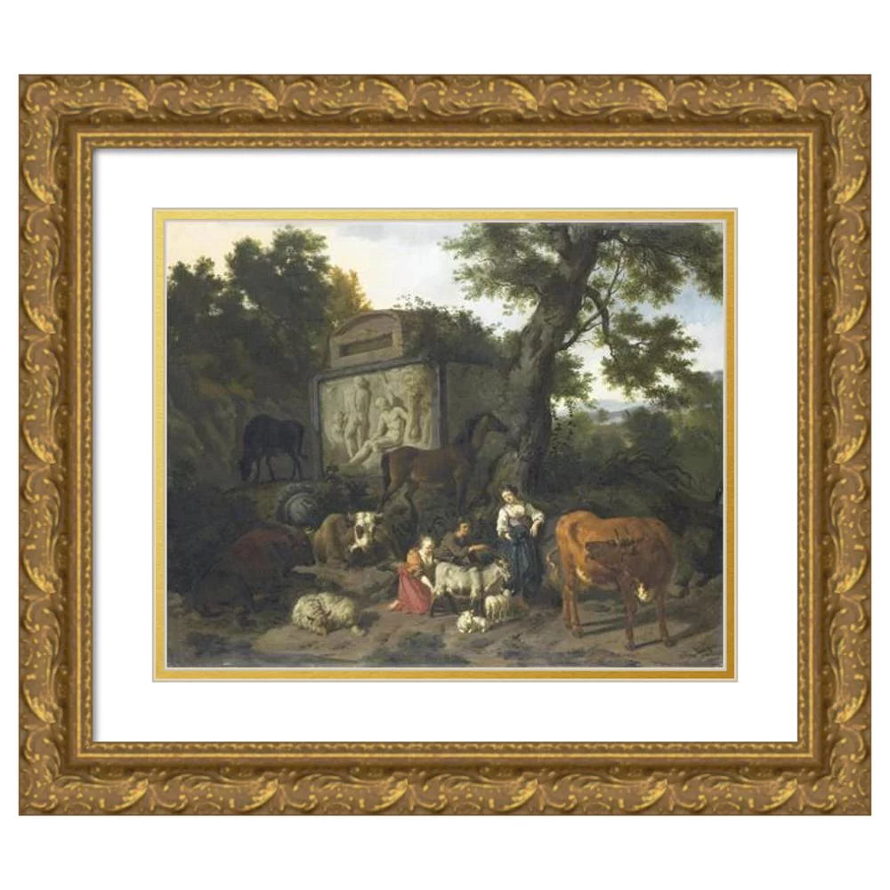 Gold Ornate Wood Frame Double Matted Museum Art Print V3597