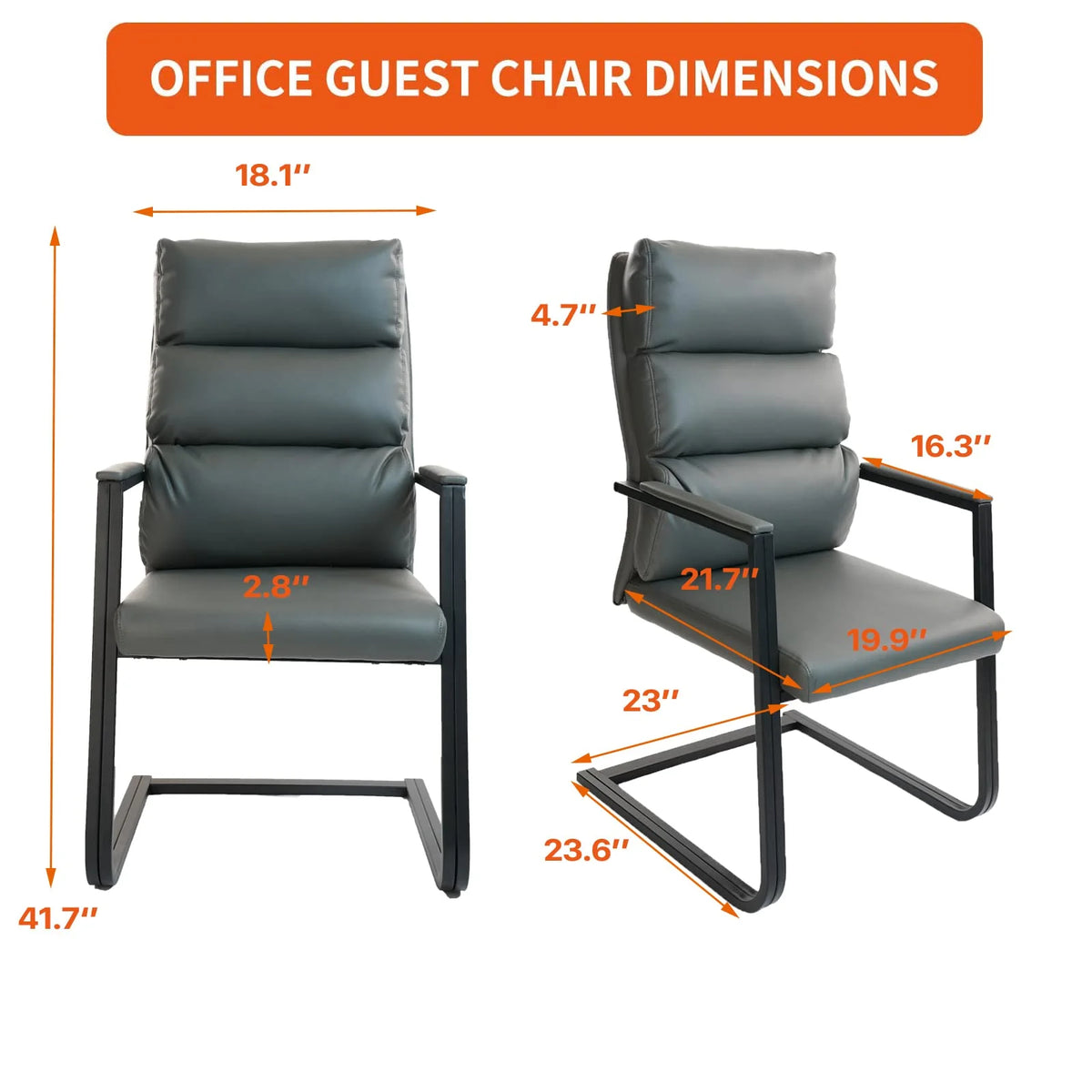 Gray 4 Pack Bonded Leather Office Guest Chair with Sled Base Q284137
