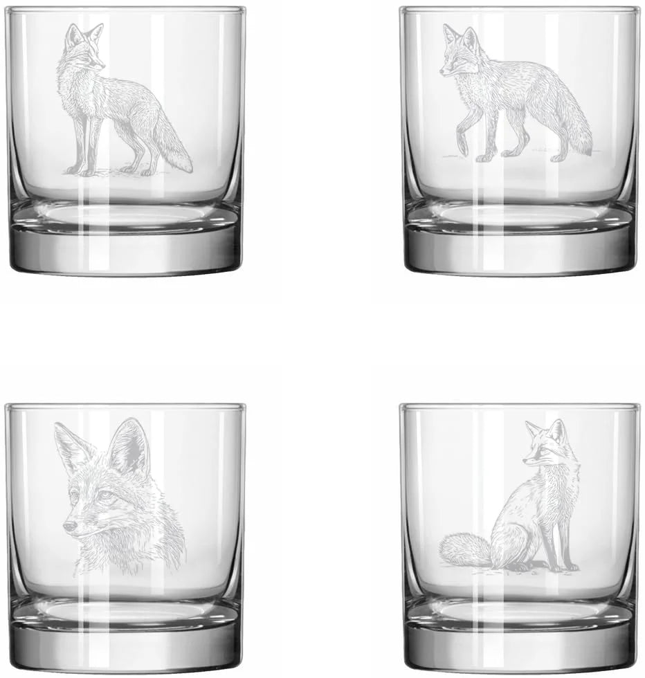 Set of 4 Glass 11 oz Rocks Whiskey O623