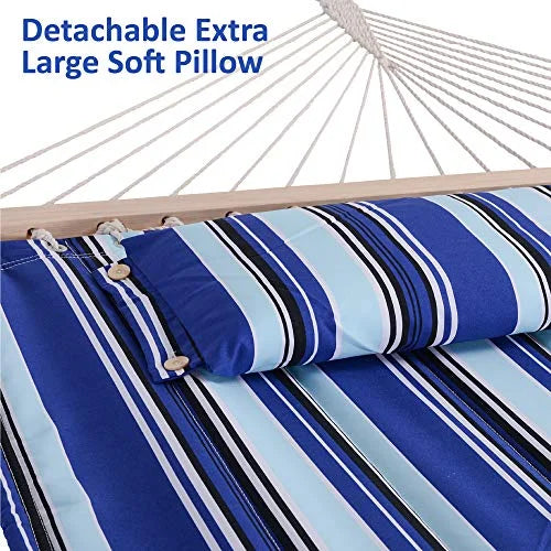 Blue Stripes Double Hammock with Spreader Bar E6910