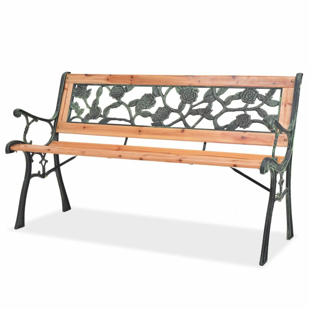 2 Persons Rose-Patterned Metal Garden Bench Z942251