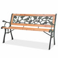 2 Persons Rose-Patterned Metal Garden Bench Z942251