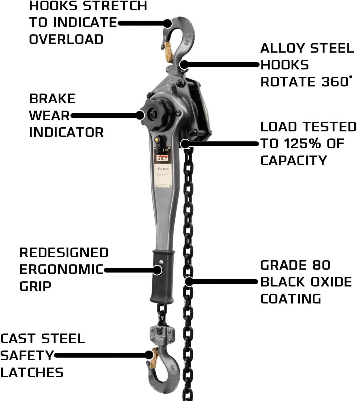1-1/2-Ton Chain Hoist with 10' Lift B924009
