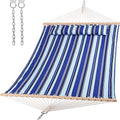 Blue Stripes Double Hammock with Spreader Bar E6910