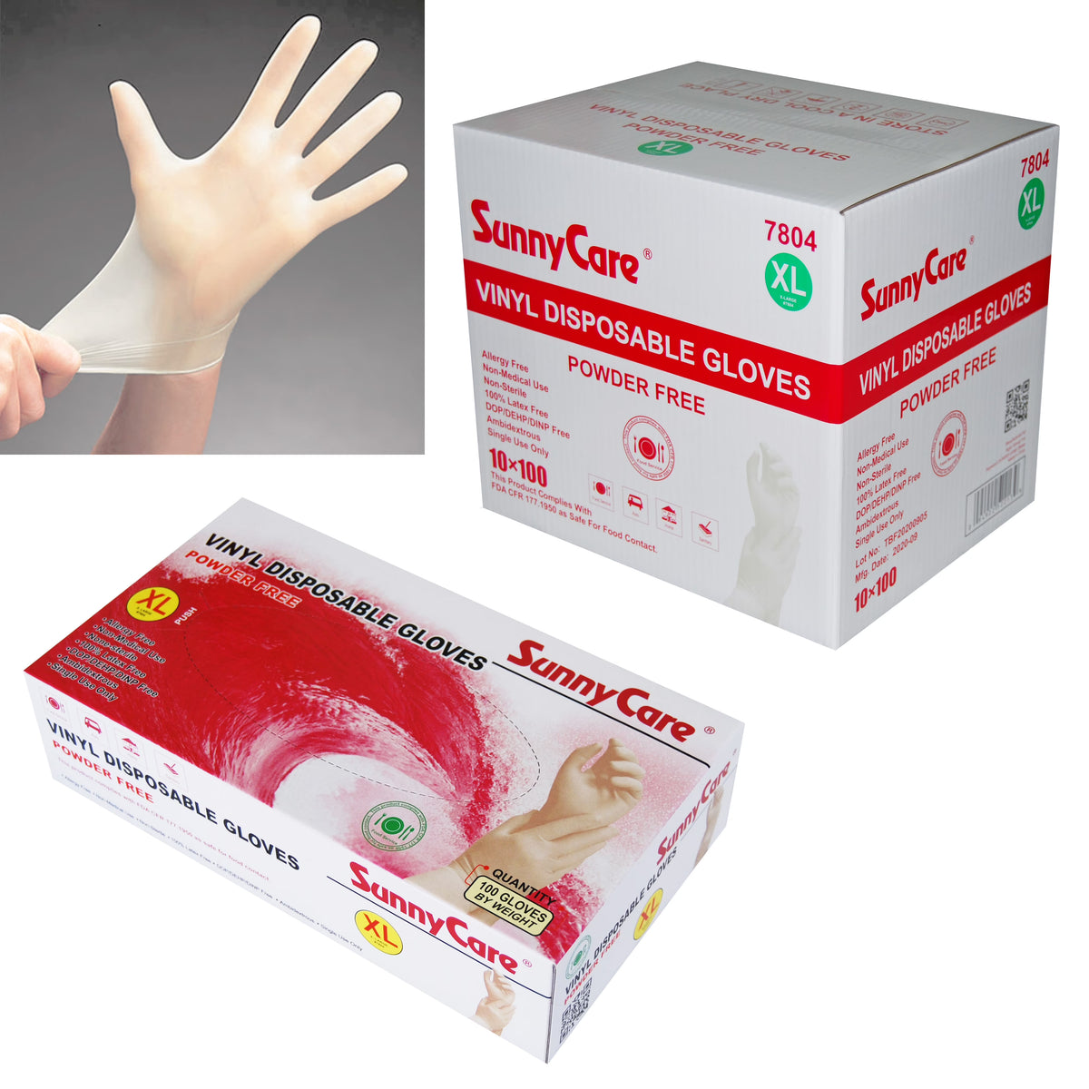 1000pcs Vinyl Disposable Gloves Powder Free XL Z2078