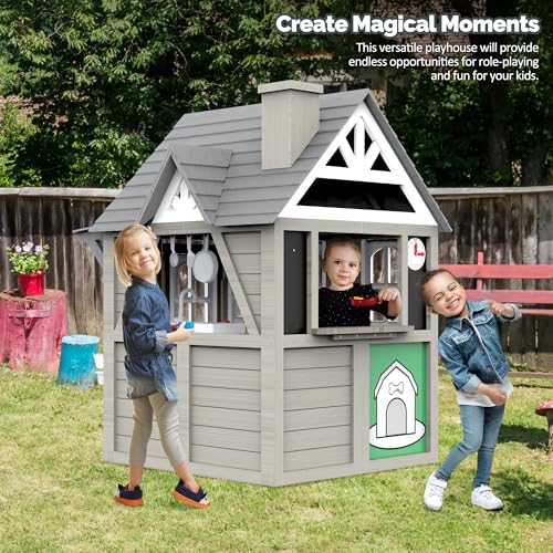 Kids Wooden Playhouse with Sink, Stove and Cookware N15144
