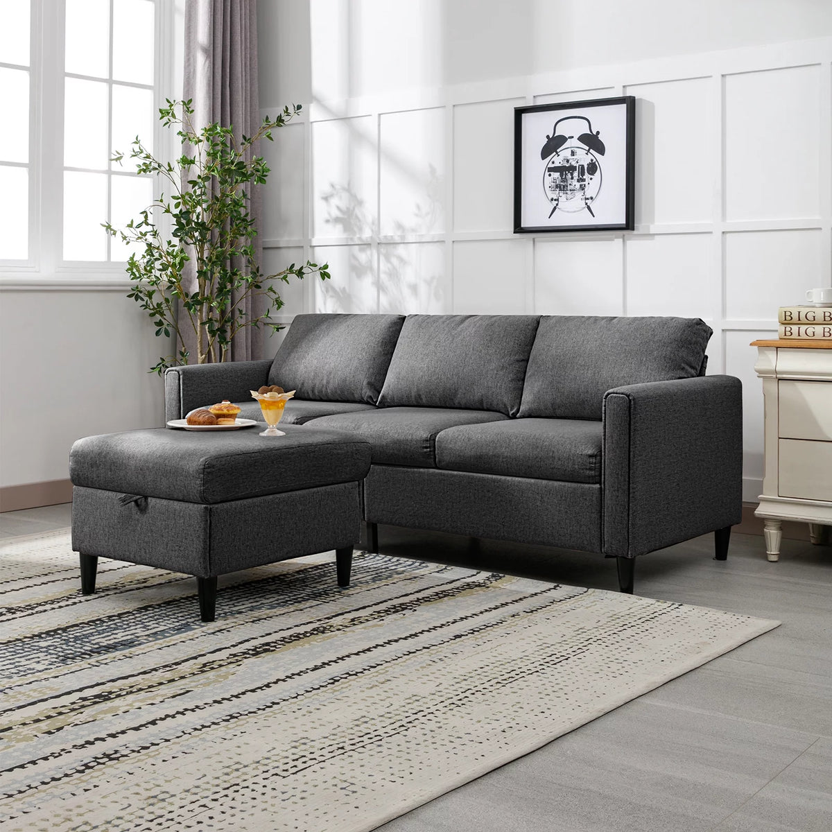 Small Sectional Sofa with Movable Storage Ottoman N782582