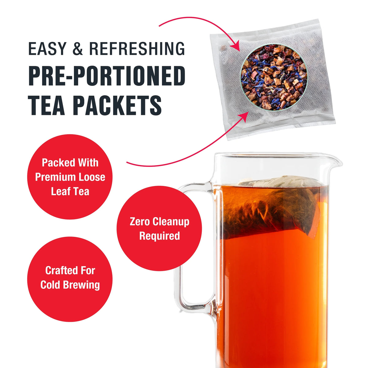 Blueberry Hibiscus Herbal Loose Leaf Iced Tea, 10 Cold Brew Packets K210336