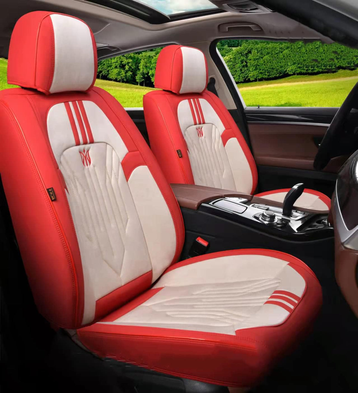 Black&Pink 5-Seater Full Set Universal Car Seat Covers J97708