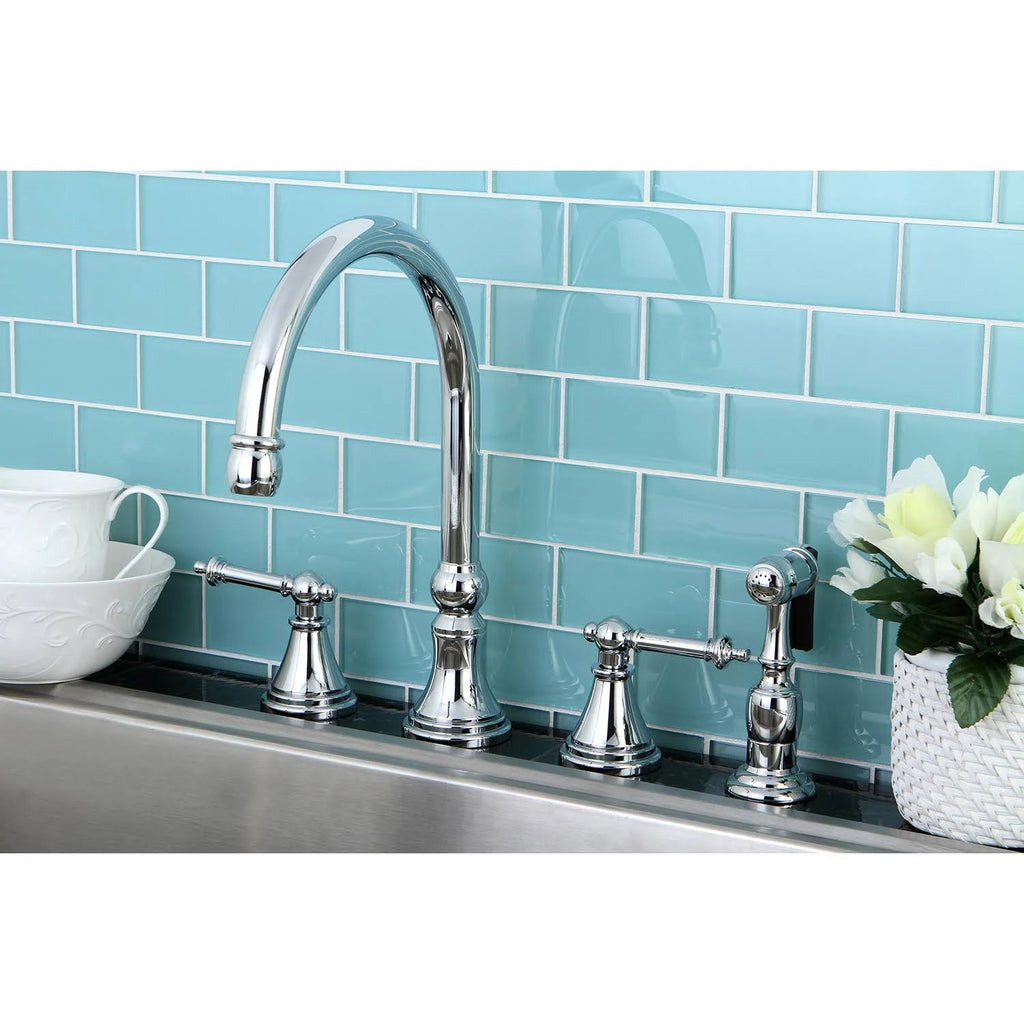 Polished Chrome Kitchen Faucet with Brass Sprayer Y435