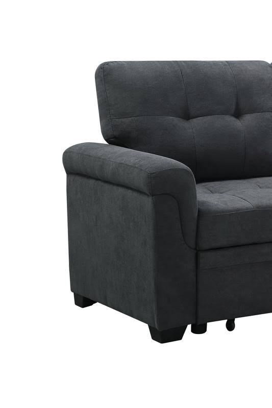 Dark Gray Fabric Reversible Sectional Sleeper Sofa Chaise with Storage N8924