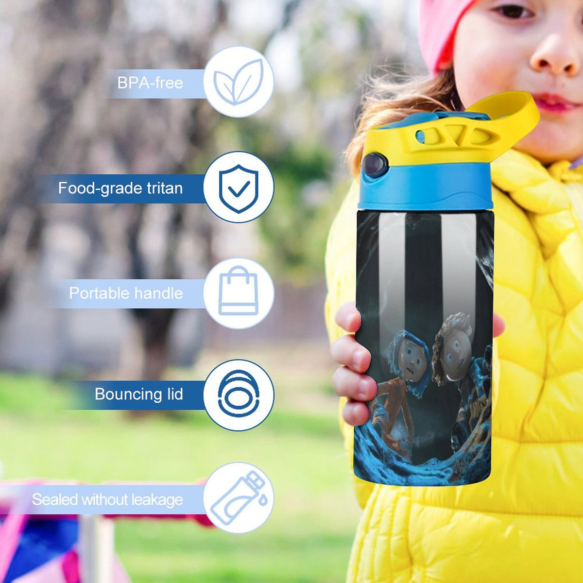 Insulated Stainless Steel Water Bottle with Straw Q521385