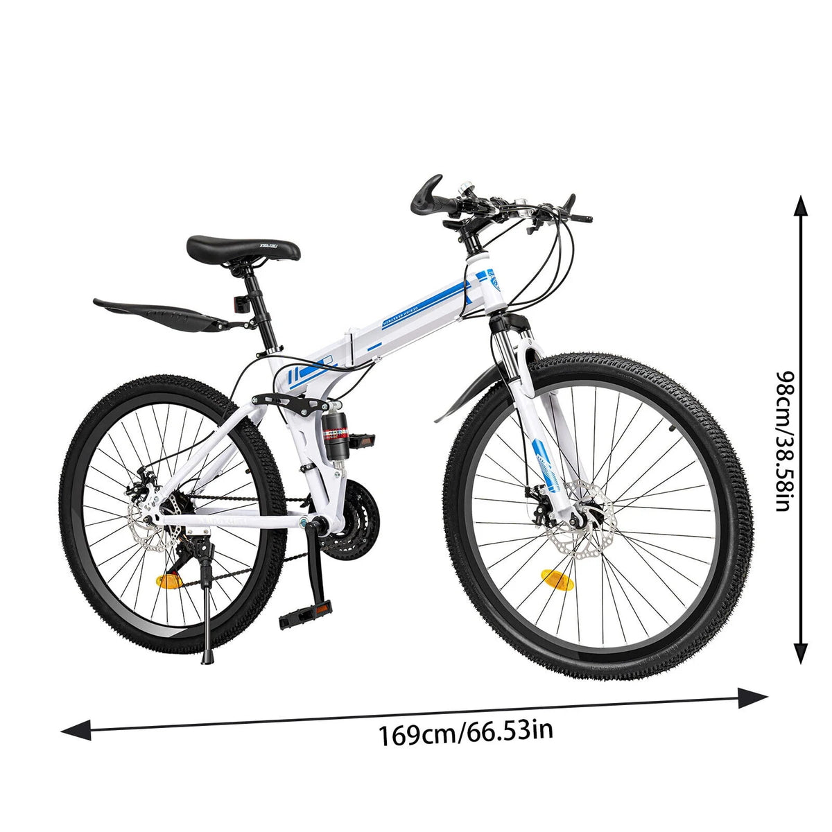 26 Mountain Bike 21-Speed Folding Dual Disc Brake Bicycle W669646