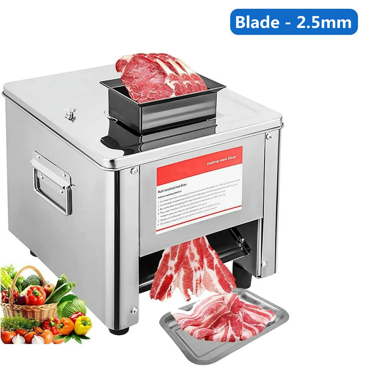 Commercial 2.5mm Electric Meat Cutter Stainless Steel V848235