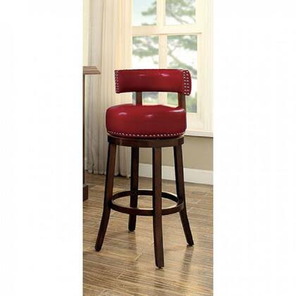 Dark 25 Bar Stool with Nailhead Trim Padded Leatherette Seat and Wooden Legs E281307