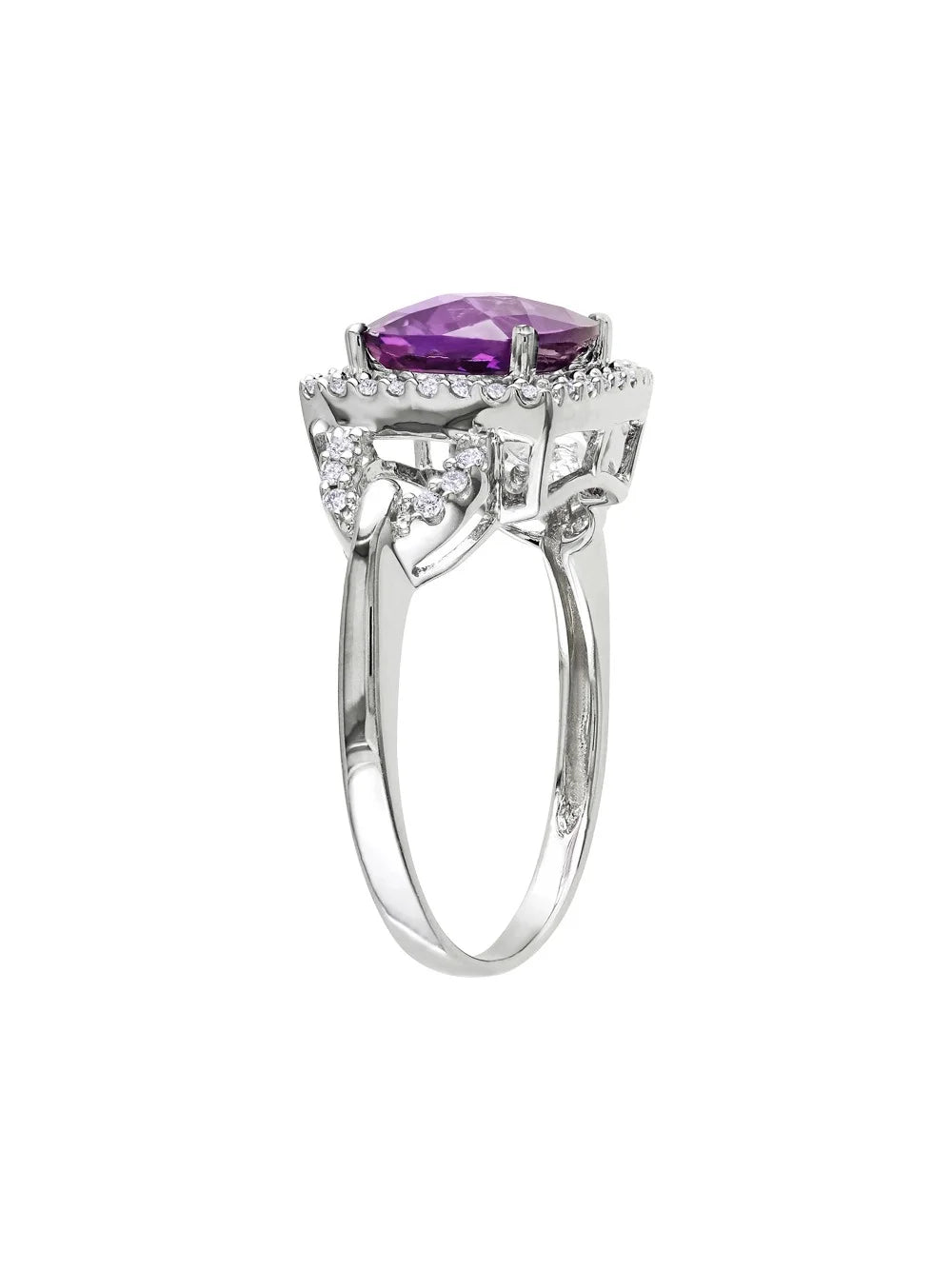 10K White Gold Alexandrite and Diamond Halo Ring K7075