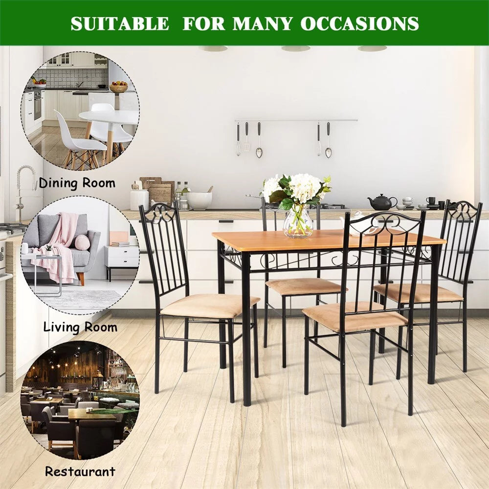5 PC Wood Metal Dining Set R871270
