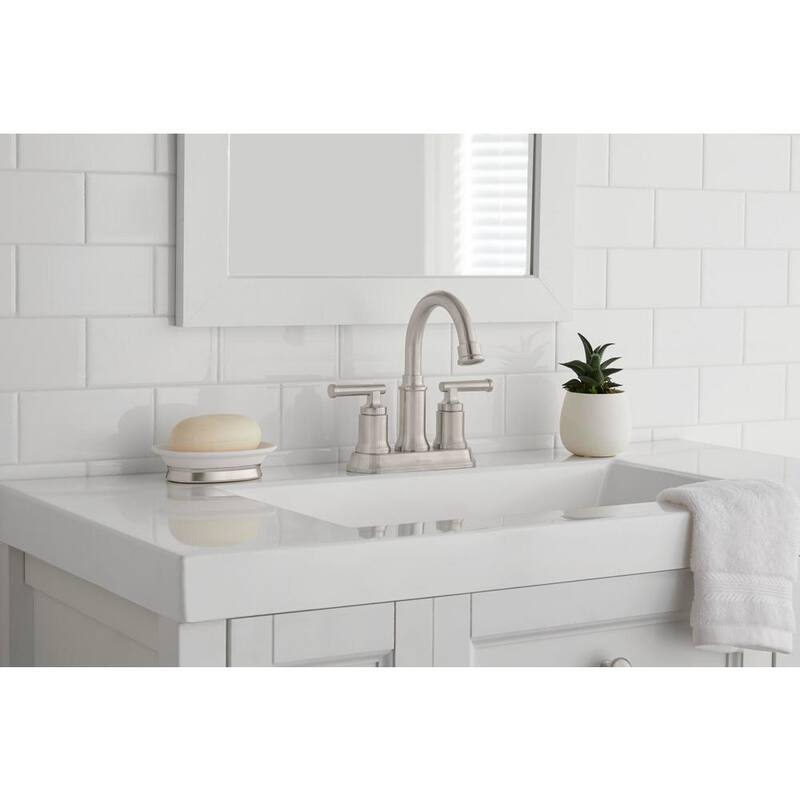 4 in. Centerset Double-Handle High-Arc Bathroom Faucet Brushed Nickel 2-Pack N12959