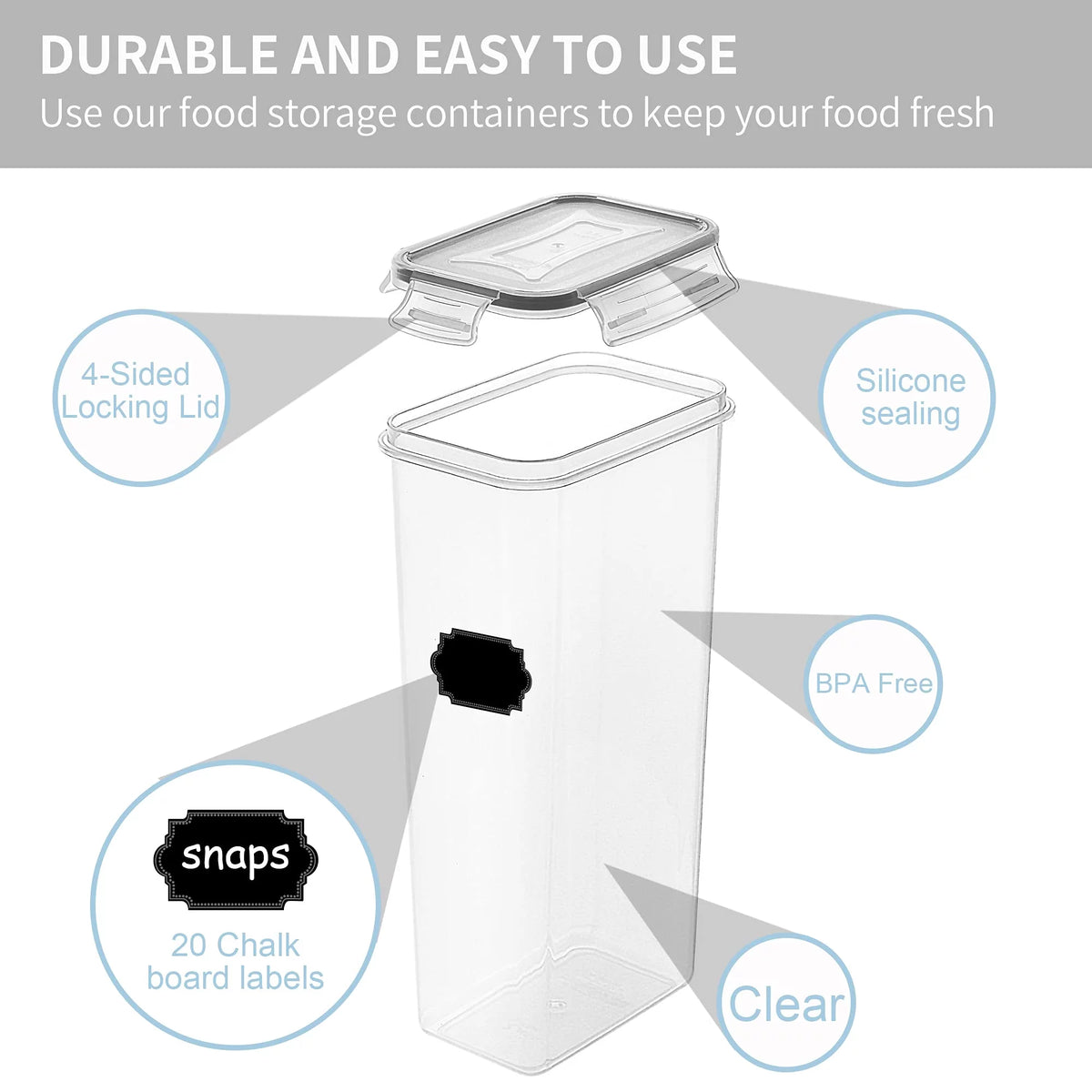 Airtight 4 PCS 2.8L BPA Free Food Storage Containers with Lids B236443