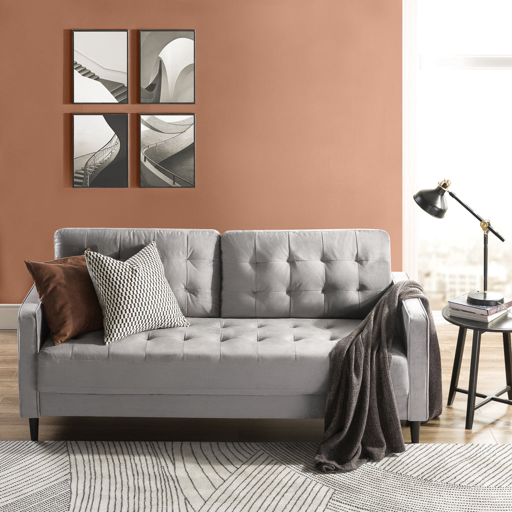Navy Velvet Sofa Couch S349396