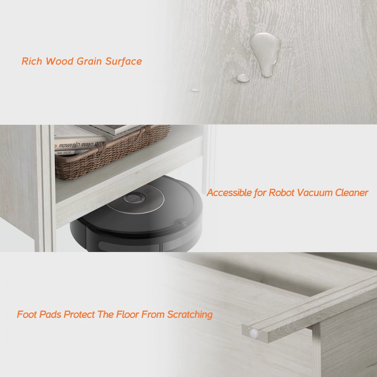 White Wood Side Table with Storage I200