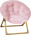 Blush Faux Fur Folding Saucer Chair A441