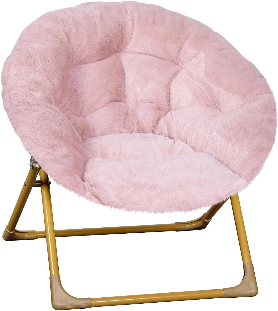 Blush Faux Fur Folding Saucer Chair A441