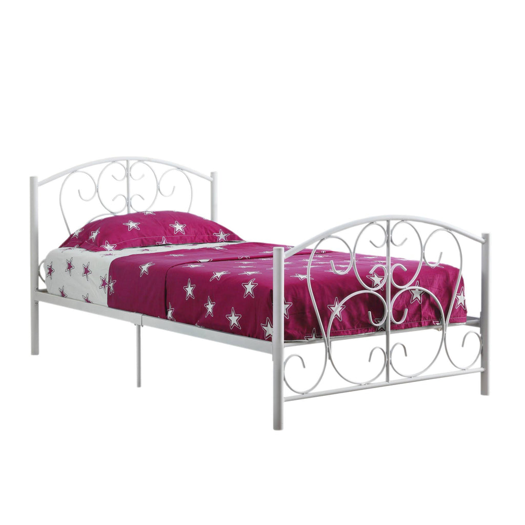 Matte White Rectangular Bed Frame Twin Size W634937