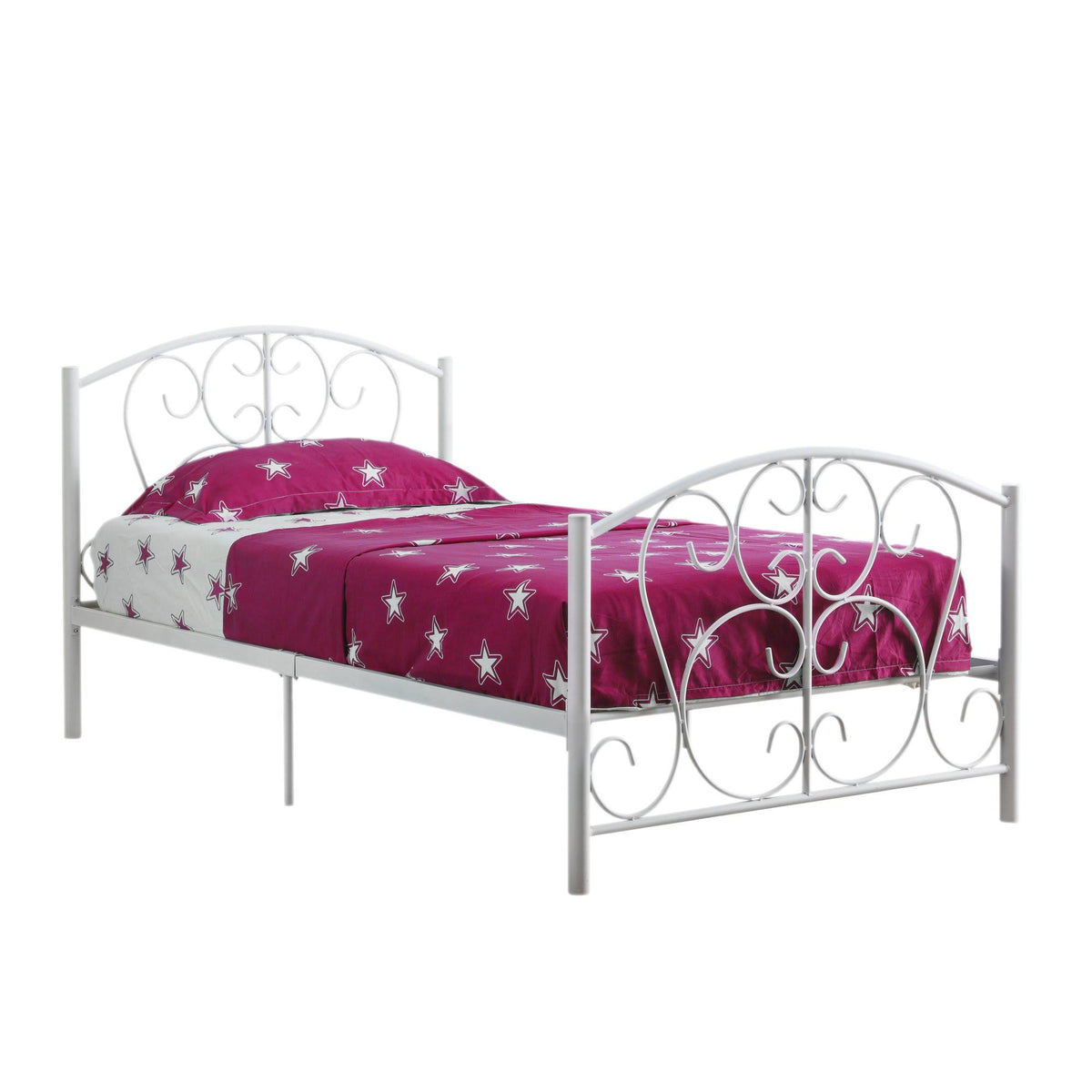 Matte White Rectangular Bed Frame Twin Size W634937