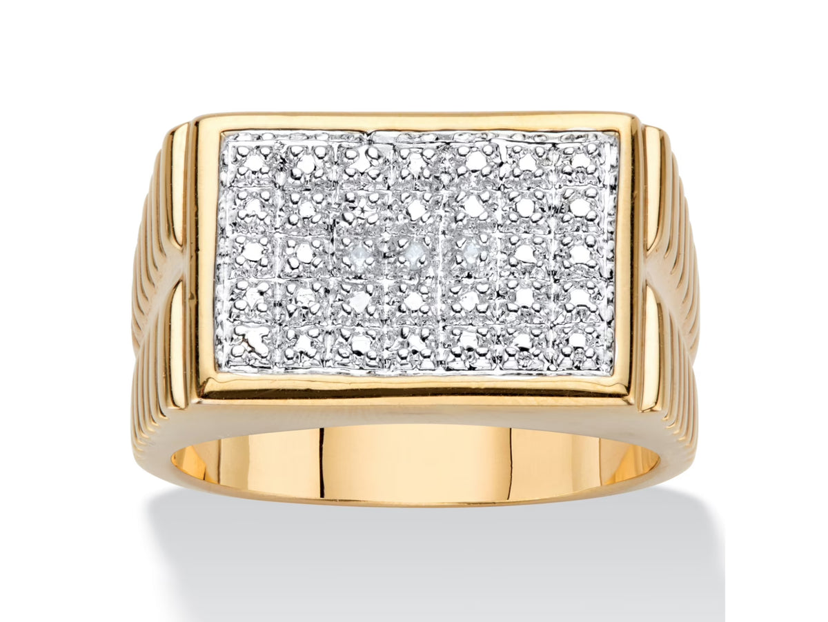 Two-Tone Gold-Plated Grid Ring O893468