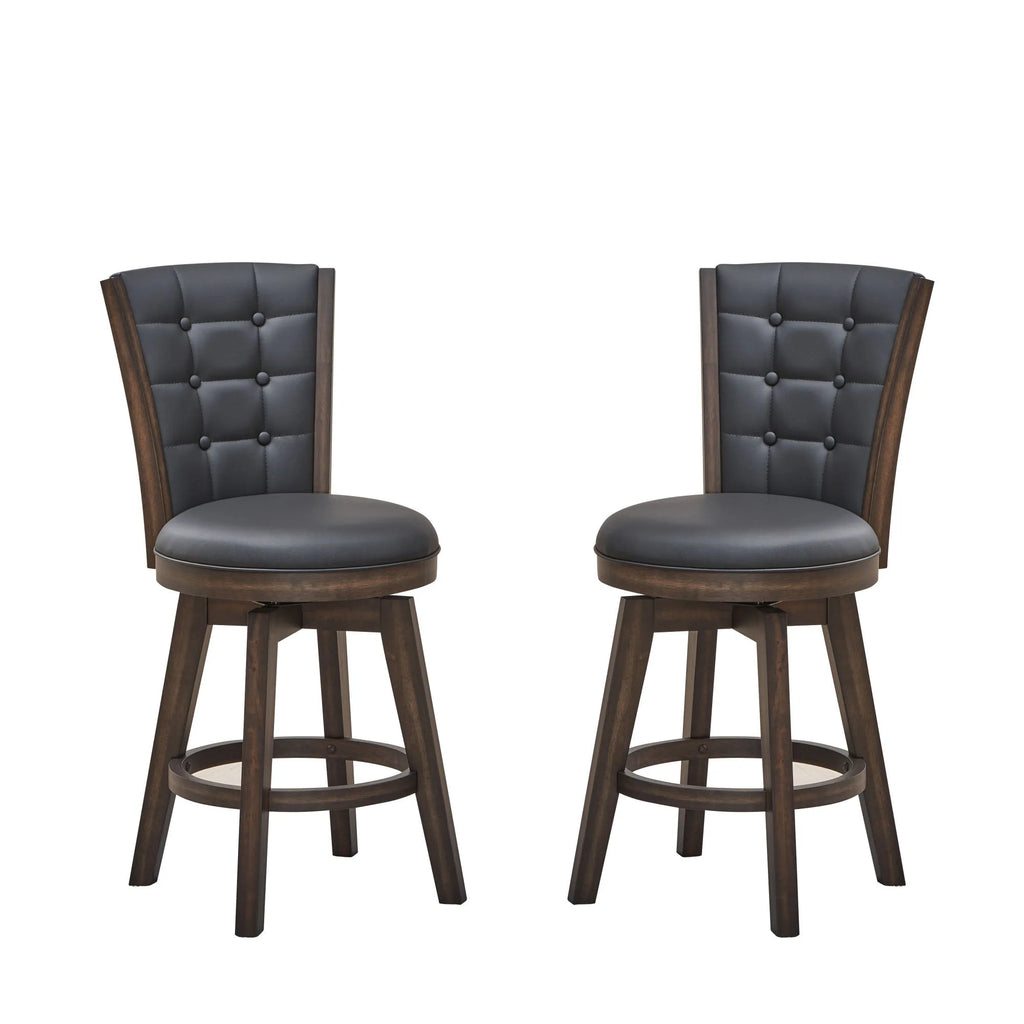 Black Faux Leather Swivel Counter Chair Set of 2 F491