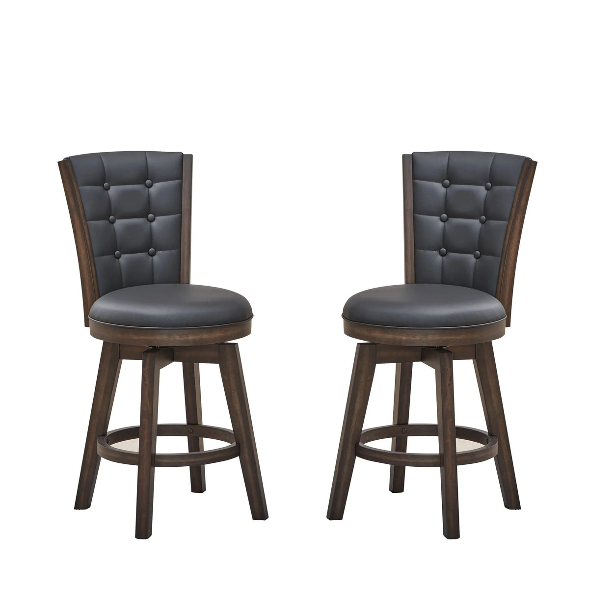 Black Faux Leather Swivel Counter Chair Set of 2 F491