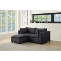 Dark Gray Fabric Sectional Loveseat Ottoman W690271