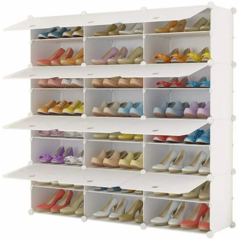 12 Cubes Stackable Shoe Storage Cabinet 8 Tiers White W924