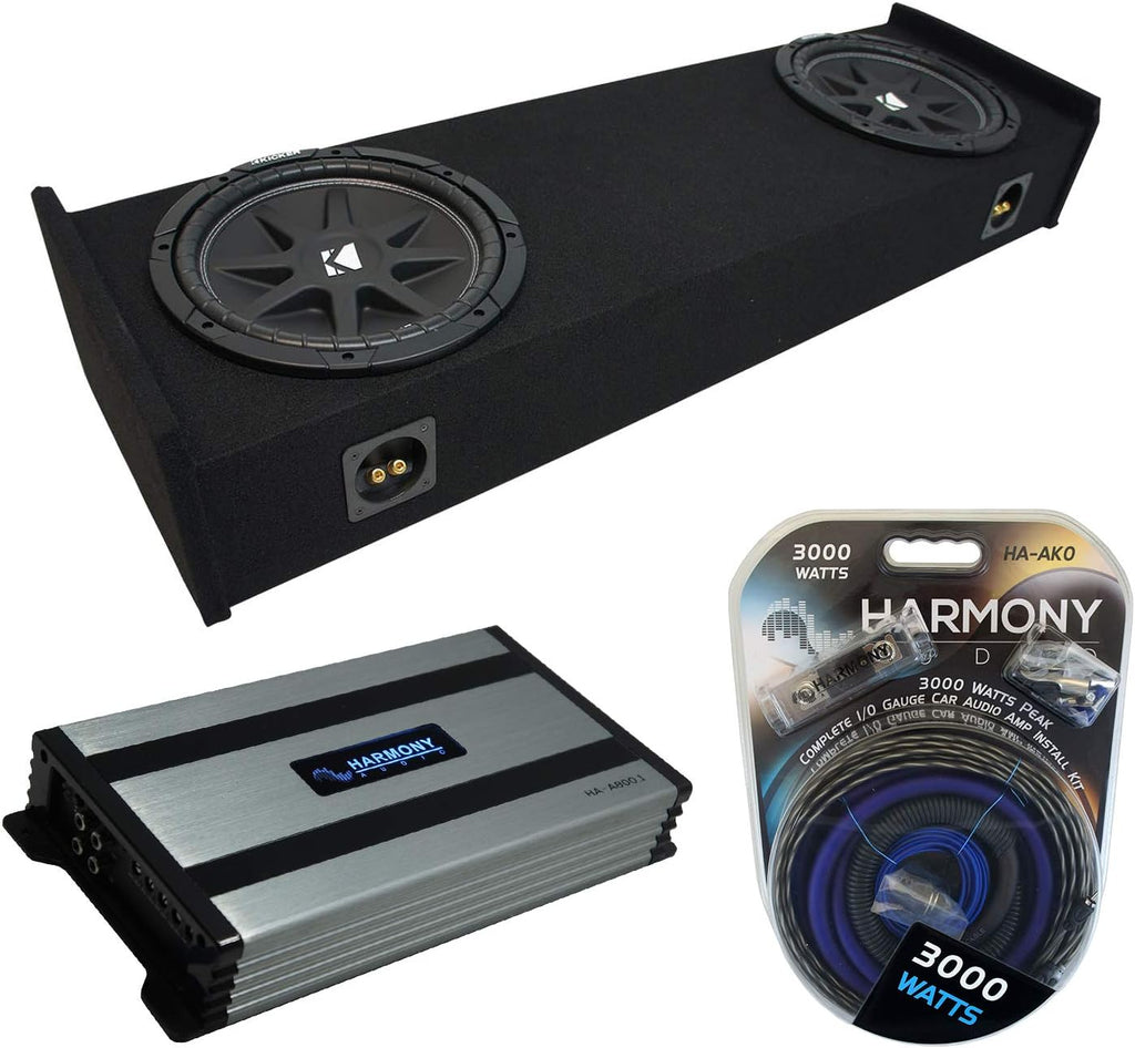 Kicker C10 Compatible with Ford F-150 Super EXT Cab Truck 1997-1999 Bundled with HA-A800.1 Amplifier and Dual 10 Custom Sub Box Enclosure P44636