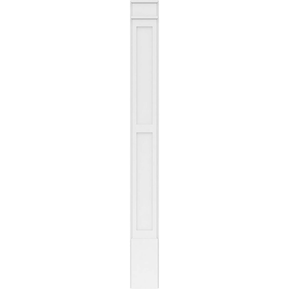 Two Equal Flat Panel PVC Pilaster with Decorative Capital & Base (Pair) W99082