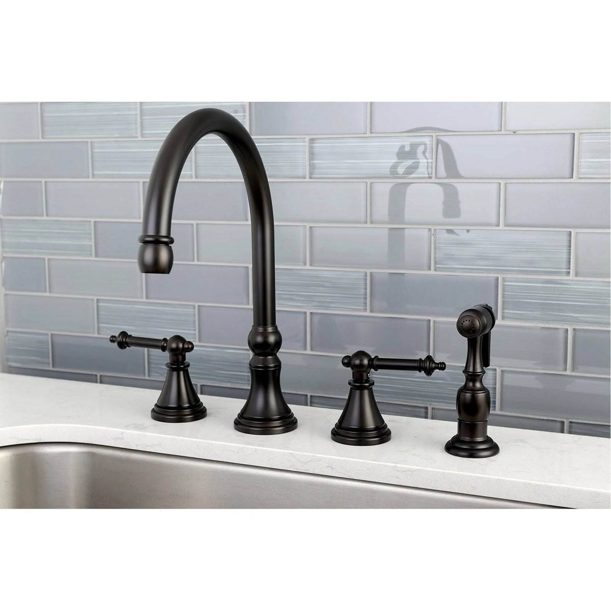 Polished Chrome Kitchen Faucet with Brass Sprayer Y435