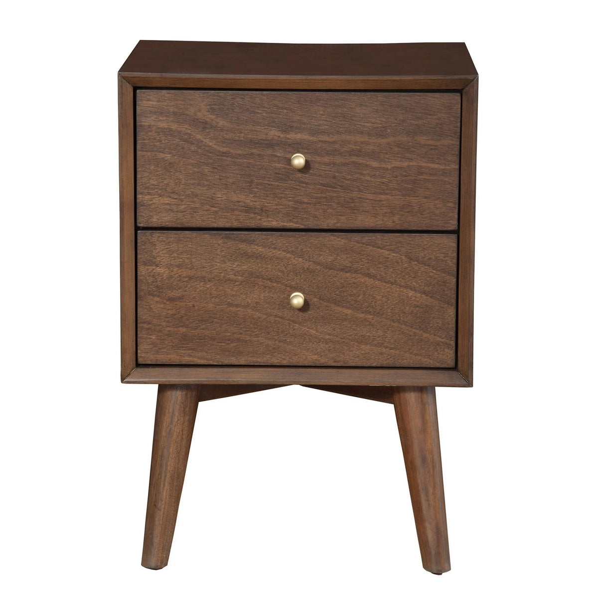 Dark Brown Wood 2 Drawer Nightstand Z7385