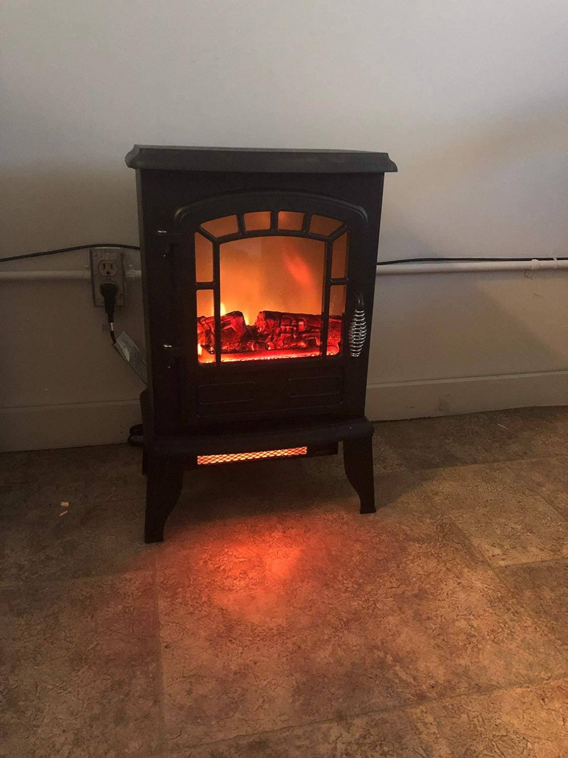 15x22 1500 Watt / 5200 BTU Electric Wood Stove Freestanding Fireplace Heater with Remote G725